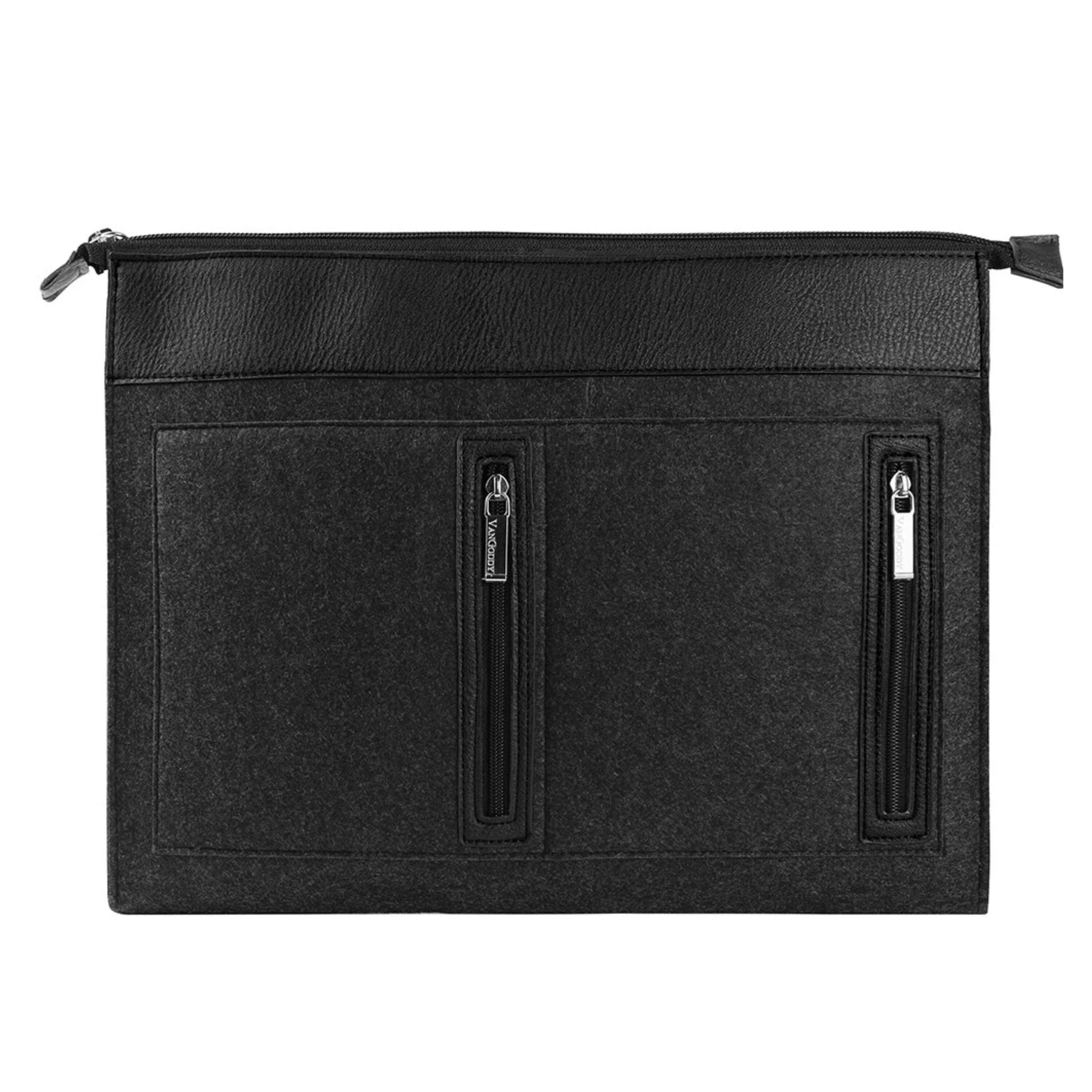 Front. Kitcheniva - Woolen Felt Laptop Sleeve Case Cover Bag For 14" Laptop Black - Black.