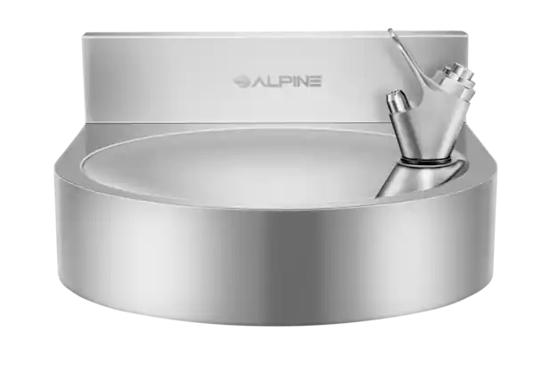 Front. Alpine Industries - Wall Mounted Indoor Outdoor Drinking Fountain - Silver.