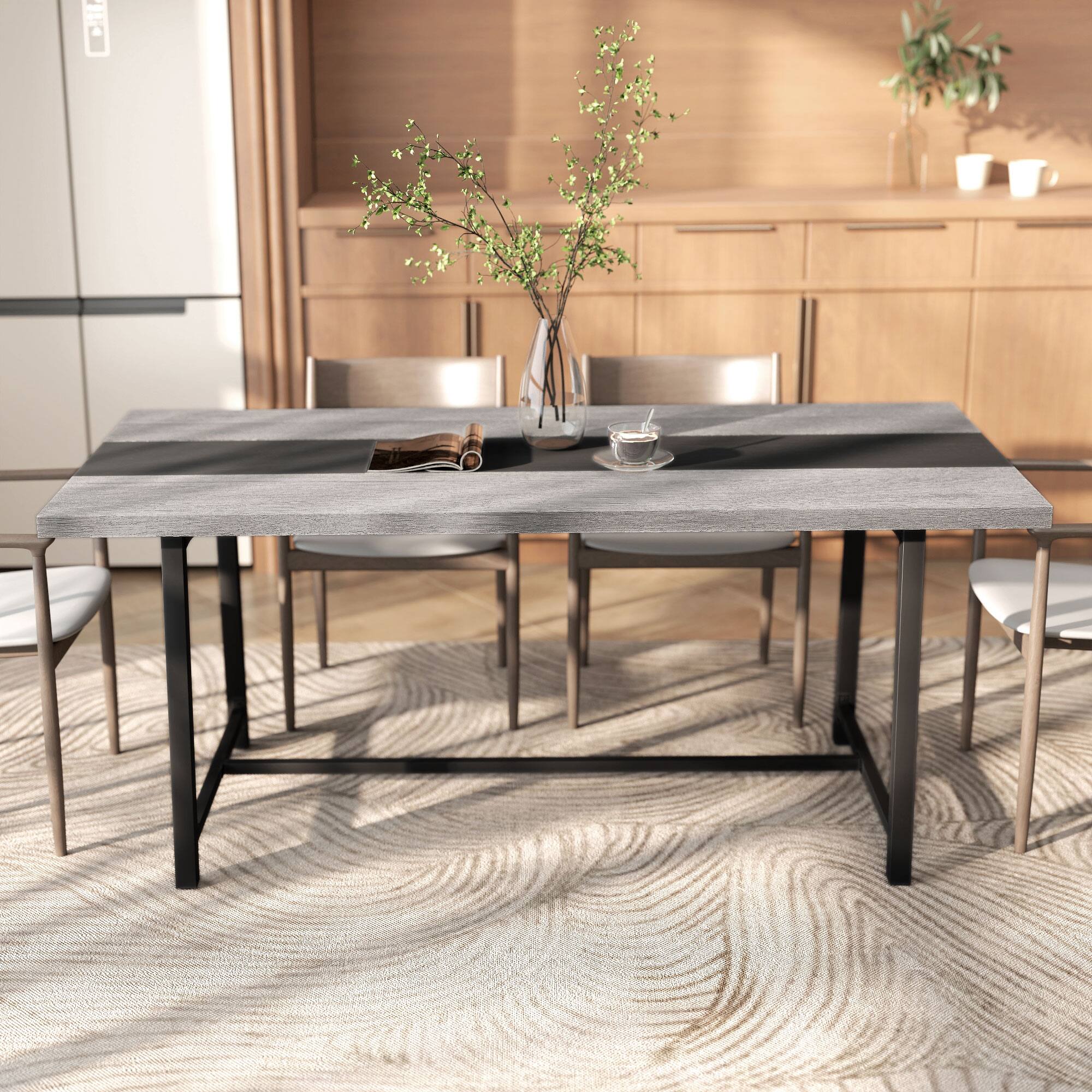 Alt View 8. Homcom - Kitchen Table for 8 People - Distressed Gray.