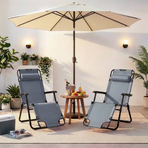 Alt View 10. Winado - Folding Lounge Camping Reclining Chair with Removable Pillow, Potable Zero Gravity Chair for Outdoor Indoor Balconies - Gray.
