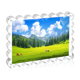 BP4U - 5x7 Inch Tabletop Acrylic Picture Frame, 12+12MM Double Sided Desktop Photo Frame (1-Pack)