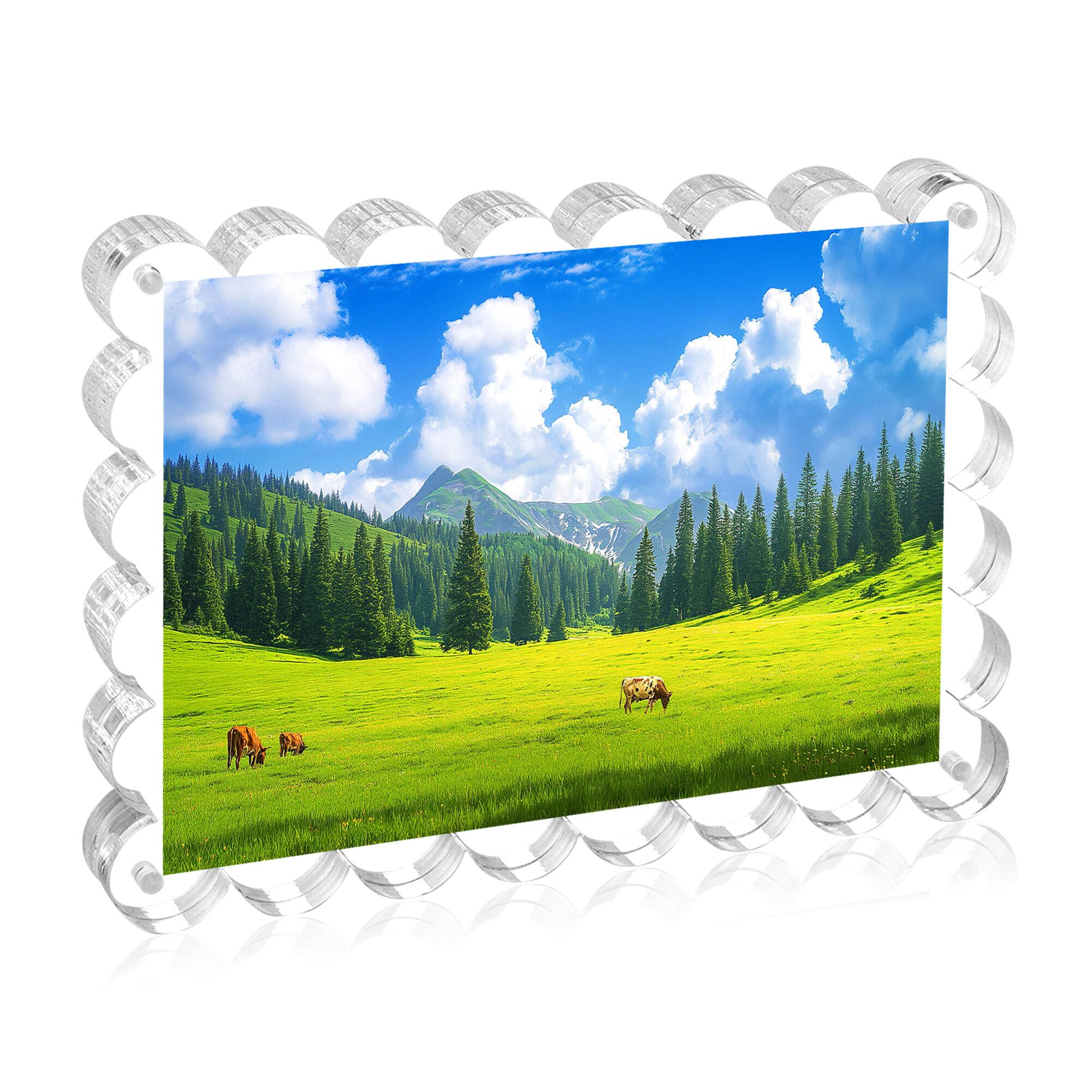 Front. BP4U - 5x7 Inch Tabletop Acrylic Picture Frame, 12+12MM Double Sided Desktop Photo Frame (1-Pack).