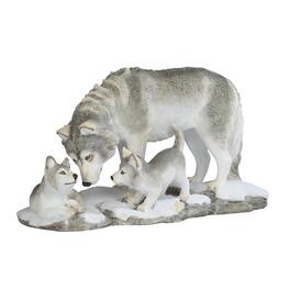 FC Design - 10"W Wolf with Cub Playing in Snow Figurine Statue Desk Tabletop Home Decor Gift - Multi-Color