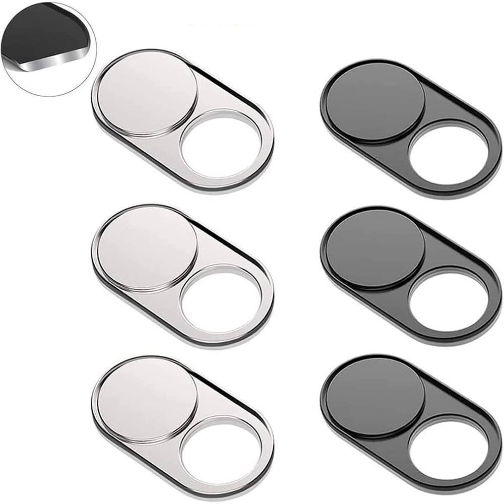 RTMB - 6-Pack Metal Magnetic Webcam Cover Slides, Black/Silver, Privacy Protectors