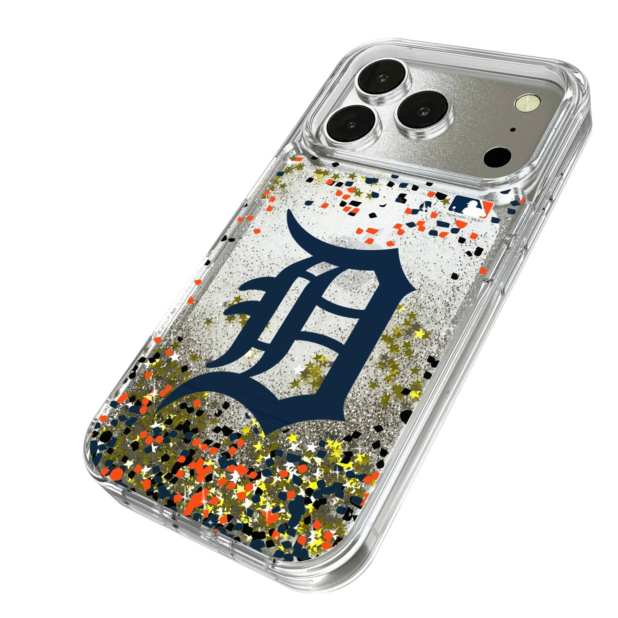 Alt View 1. Keyscaper - Detroit Tigers Glitter Confetti iPhone Case - 14 Pro - Multicolor.