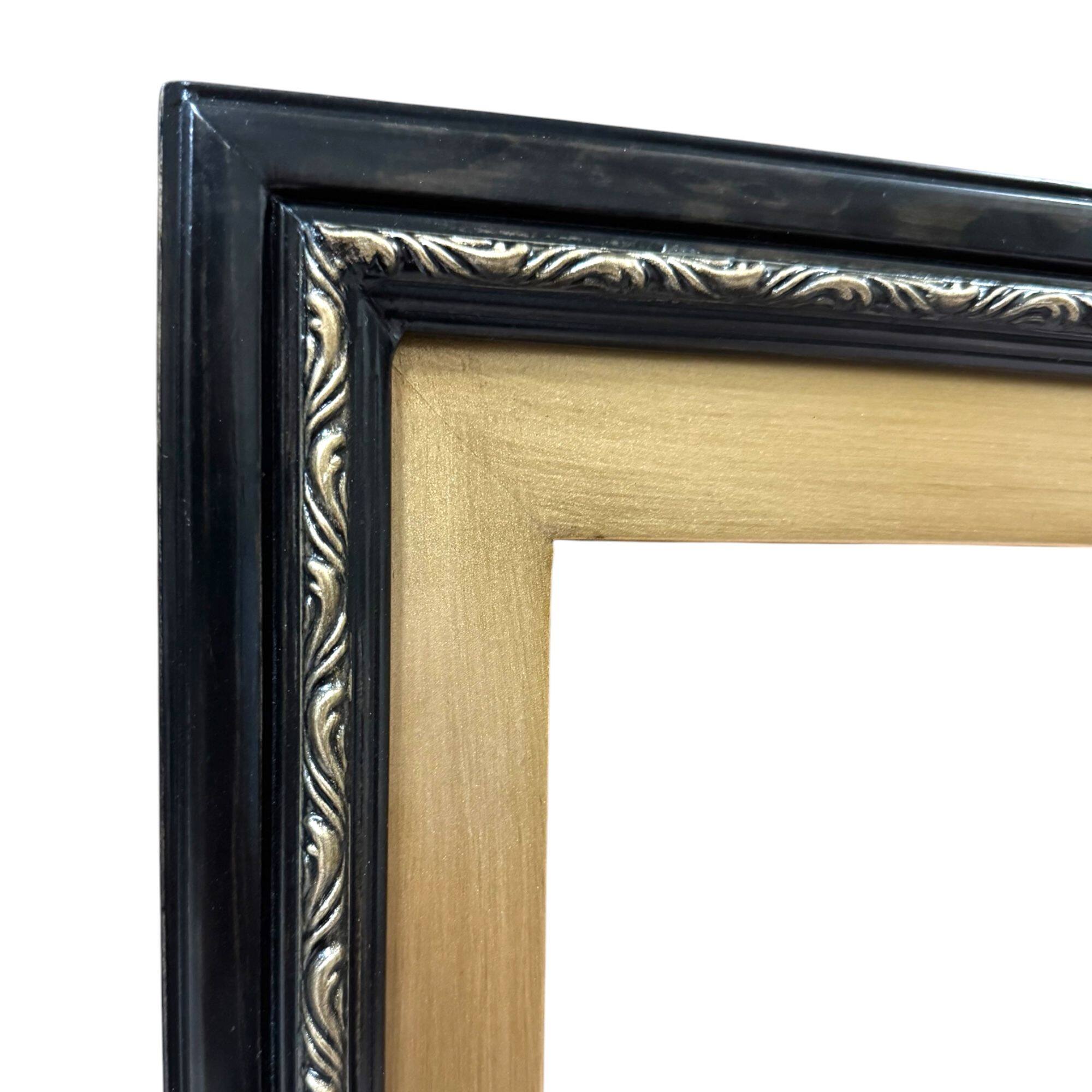 Alt View 1. LAREDO FRAME FACTORY - 75 inch Handmade wood For TCL A300W NXTVISION Tv - TRUE BLACK STAIN WITH GOLD.