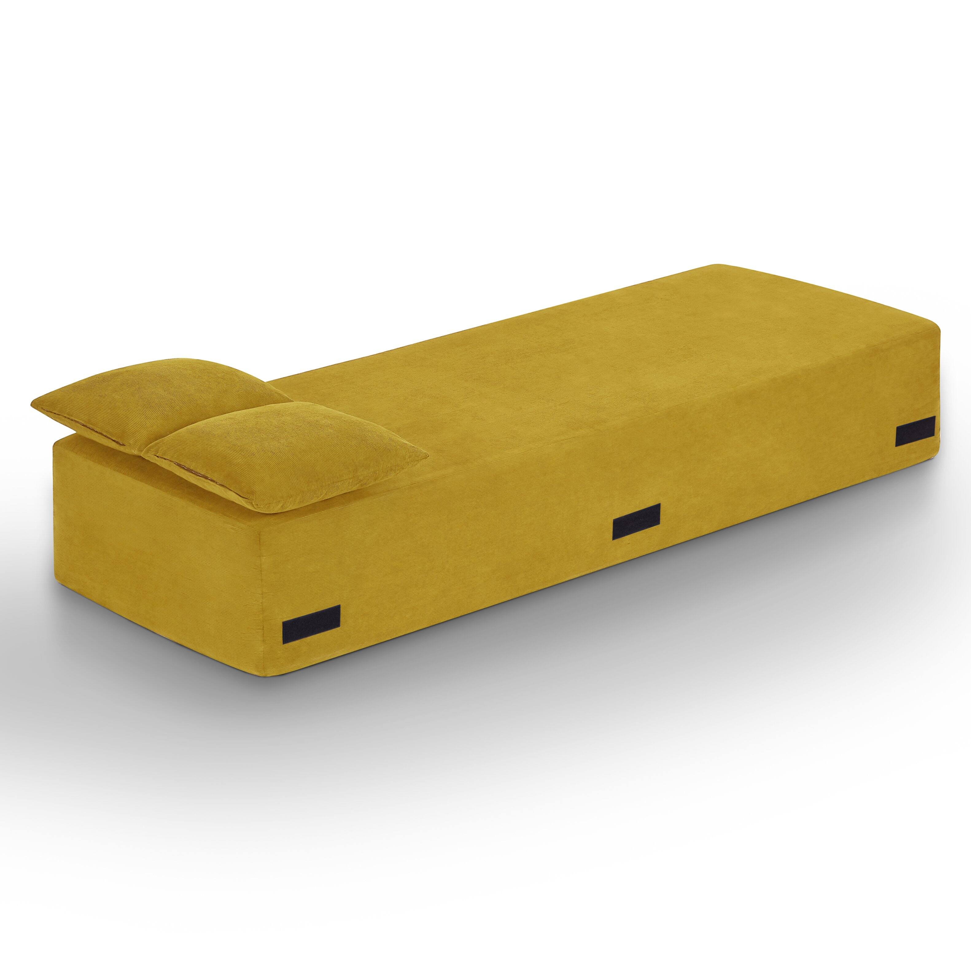 Back. Loheer - Loheer Modern 3 Seater Sofa Boneless Couch No Assembly 83 Inch Frameless Couch for Compact Living Room - Yellow.