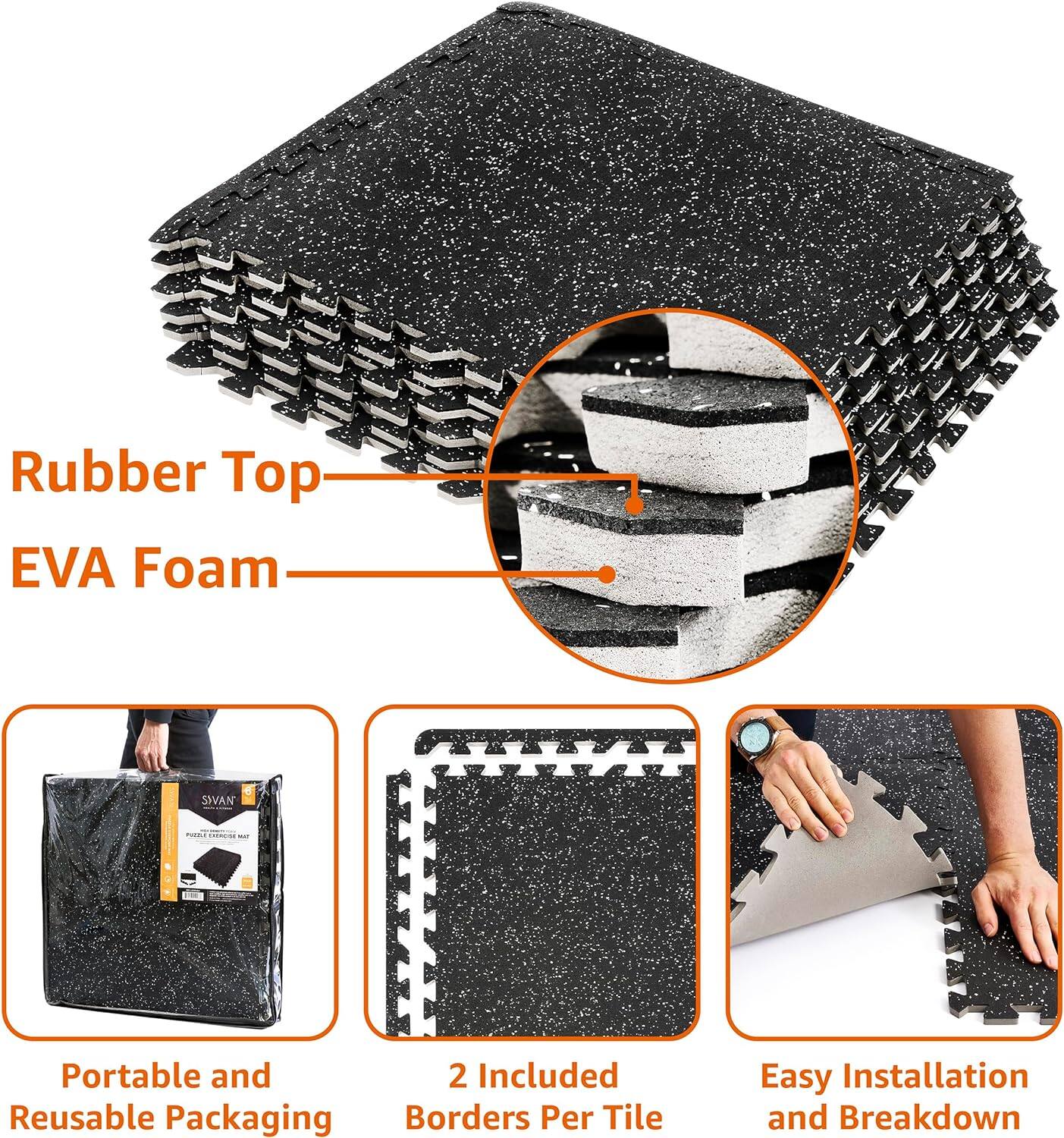 Rubber Top EVA Foam

- Portable and Reusable Packaging
- 2 Included Borders Per Tile
- Easy Installation and Breakdown