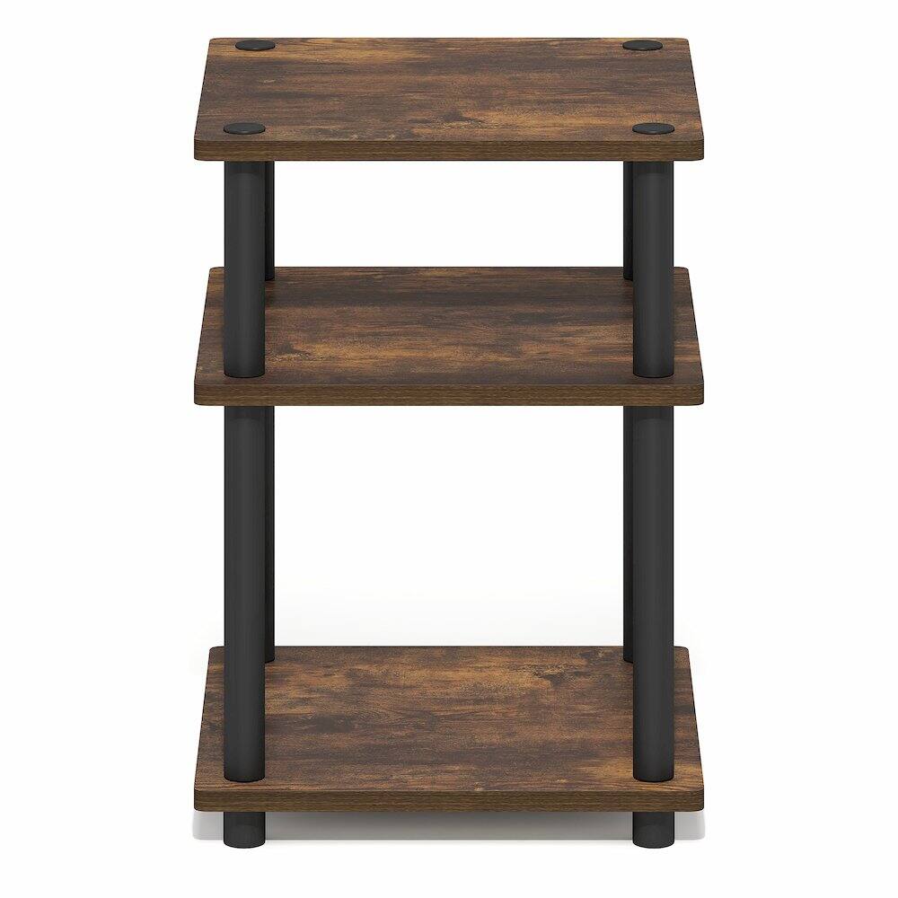 Left. Furinno - TURN-N-TUBE Side Table, Square End Table, Toolless Open Shelves Nightstand, Night Stand, Bedside Table, Easy Assembly - Amber Pine/Black.