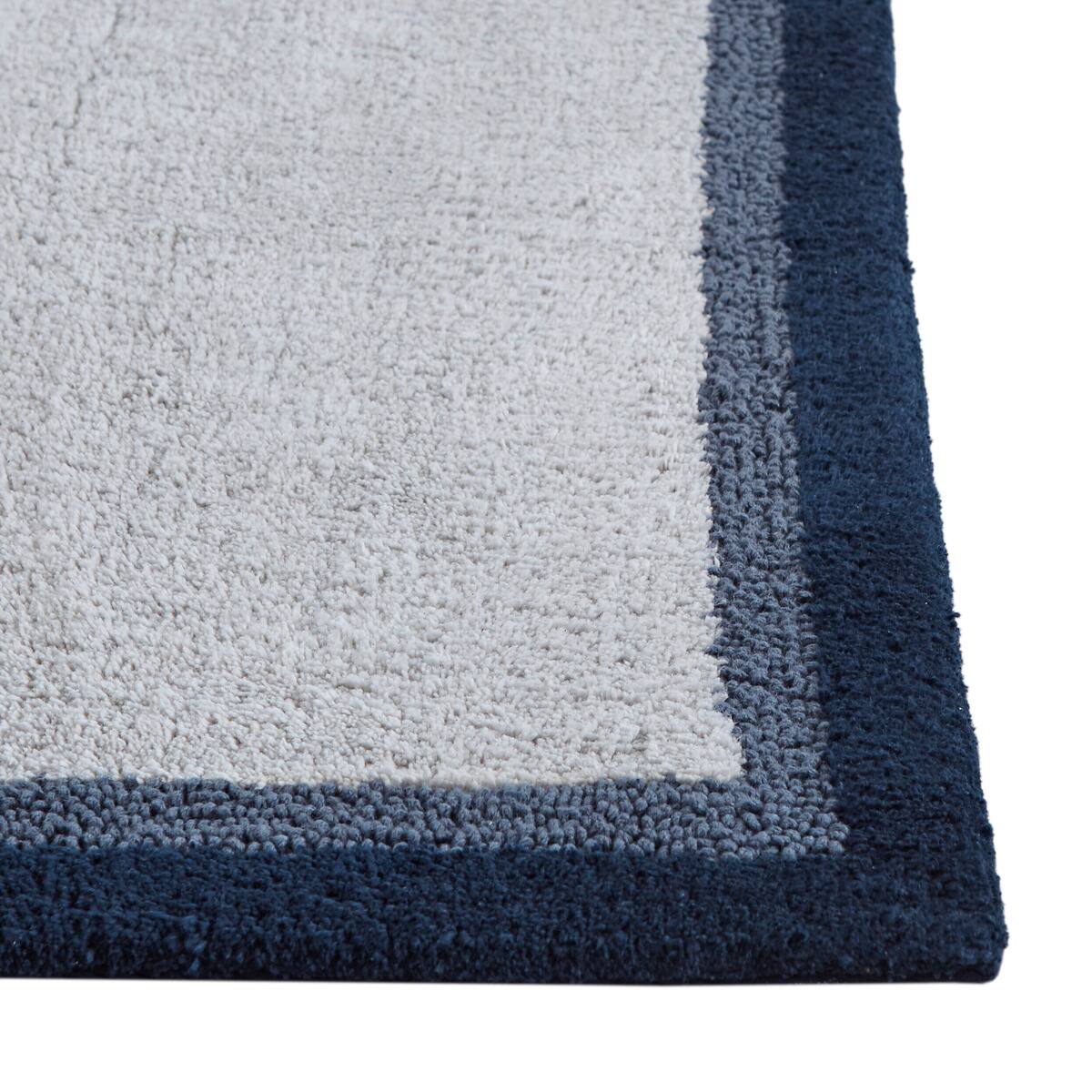 Back. APRILSOUL - 100 Cotton Tufted Bath Mat 05 Medium Pile Soft Absorbent Quick Dry Non Skid - Navy.