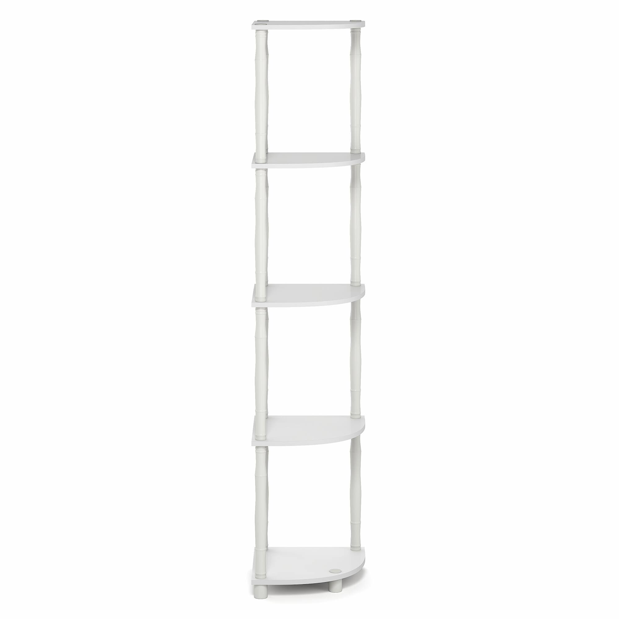 Alt View 6. Furinno - TURN-N-TUBE Toolless Open Shelves Storage Shelves, 5-Tier Corner Book Shelf, Standing Corner Shelf, Classic Tubes - White/White.