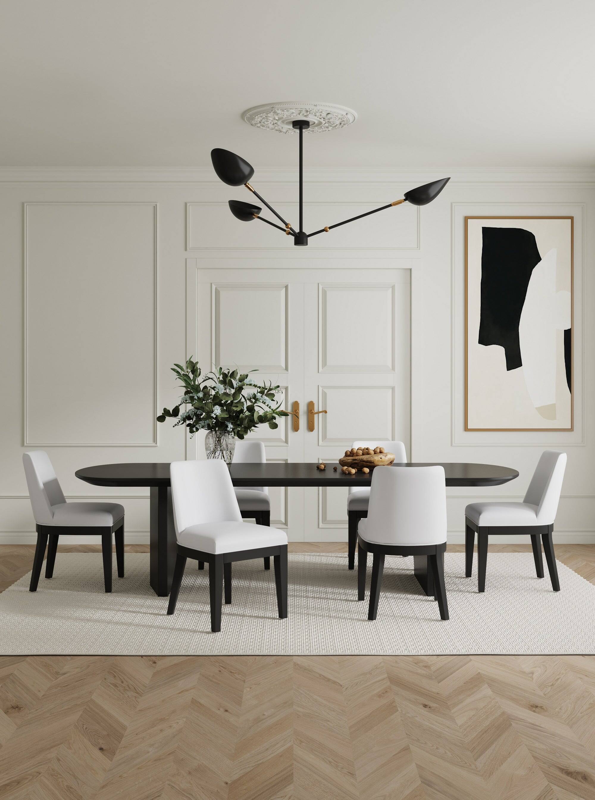 Angle. Manhattan Comfort - Gansevoort Modern Wood Vegan Leather Dining Chair - Set of 2 - Ivory.