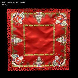 Jiallo - Santa Embroidered Cutwork Square Tablecloth, 44 inch square Table Linen - Red