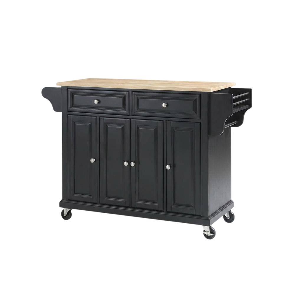 Crosley Furniture - Full Size Wood Top Kitchen Cart - Black