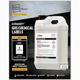 Avery - UltraDuty Waterproof Laser GHS Chemical Labels, 4" x 4", 200 Labels/Box - White