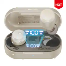 TOZO - T12 Earbuds Wireless, Bluetooth Headphone, Clear Sound, 55H Play, ENC Mic, IPX8, 32EQ, Wireless Charge, Comfortable Fit - Champagne