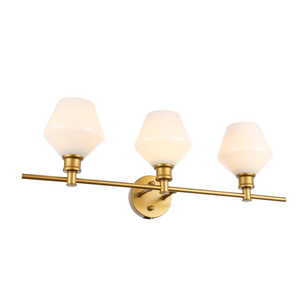 Alt View 8. Living District - Gene 3 light Brass and Frosted white glass Wall sconce - Brass And Frosted White Glass.
