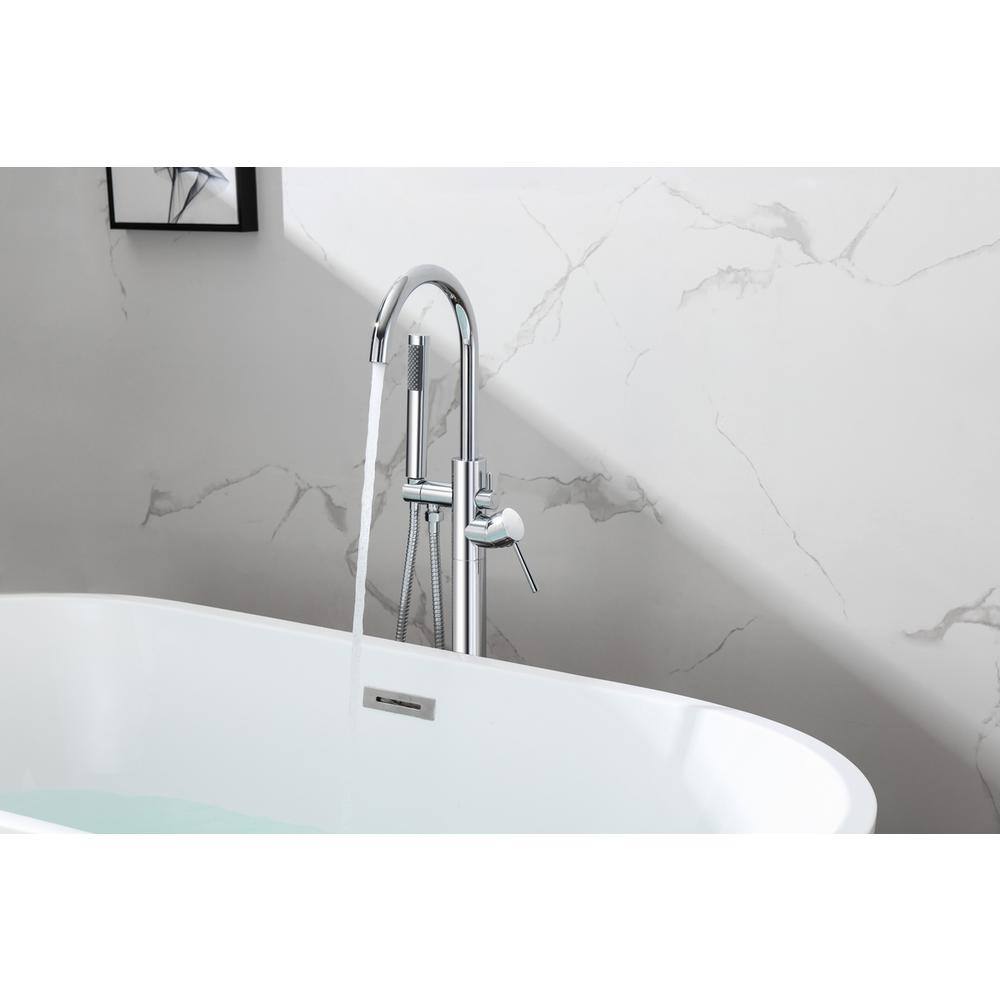 Alt View 6. Elegant Kitchen and Bath - Steven Floor Mounted Roman Tub Faucet with Handshower in Chrome - Chrome.