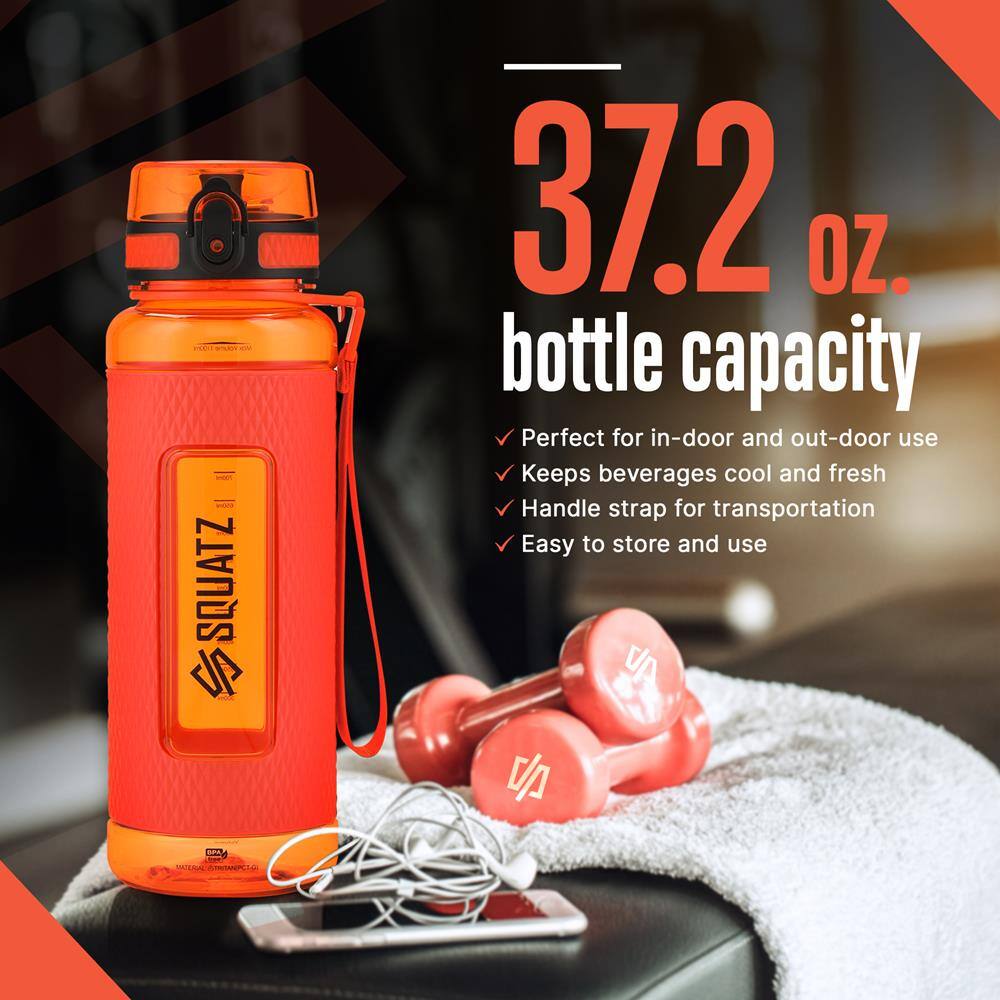 SQUATZ 37.2 OZ. bottle capacity  
Perfect for in-door and out-door use  
Keeps beverages cool and fresh  
Handle strap for transportation  
Easy to store and use