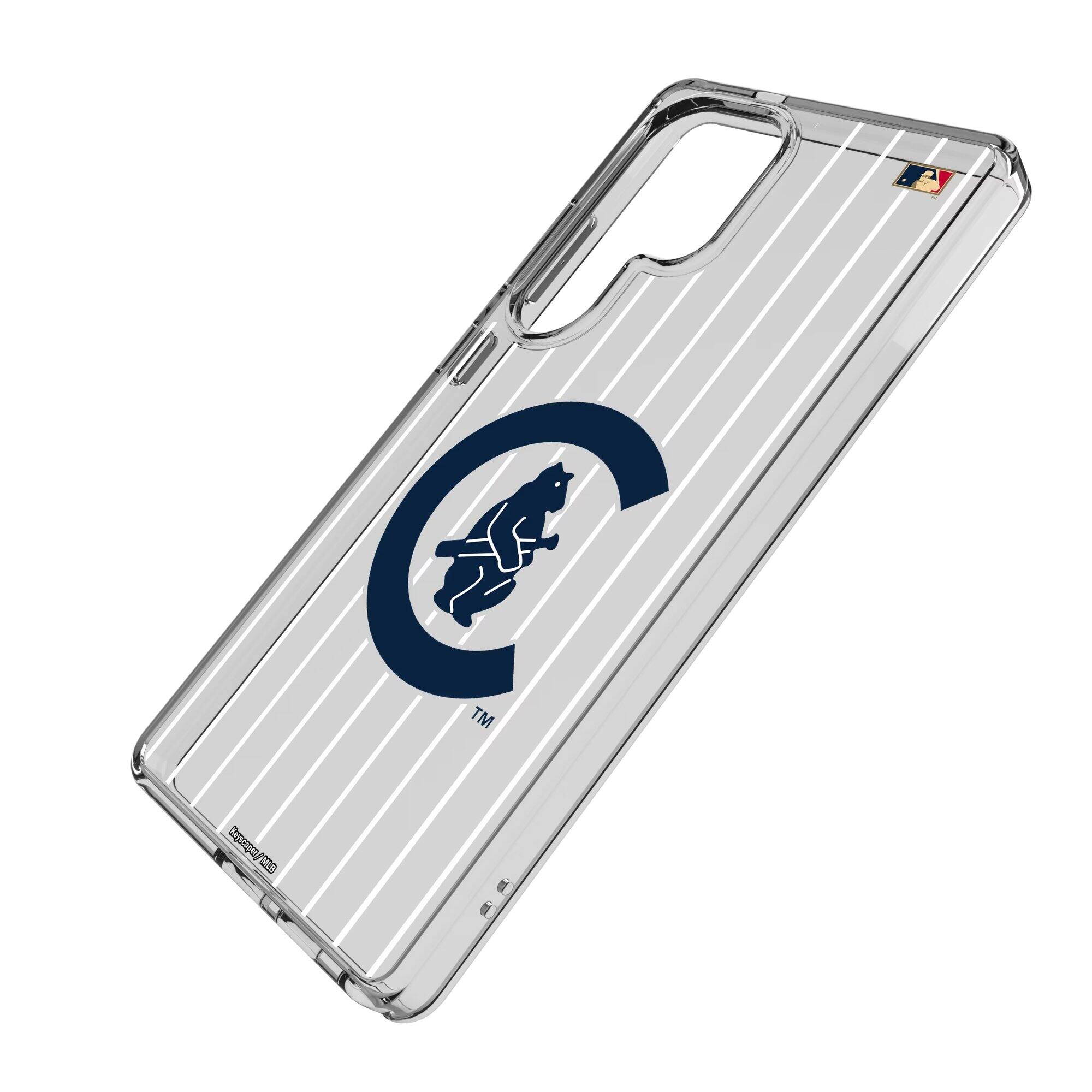 Alt View 1. Keyscaper - Chicago Cubs 1911-1912 Cooperstown Pinstripe Galaxy Clear Case - S25 - Multicolor.