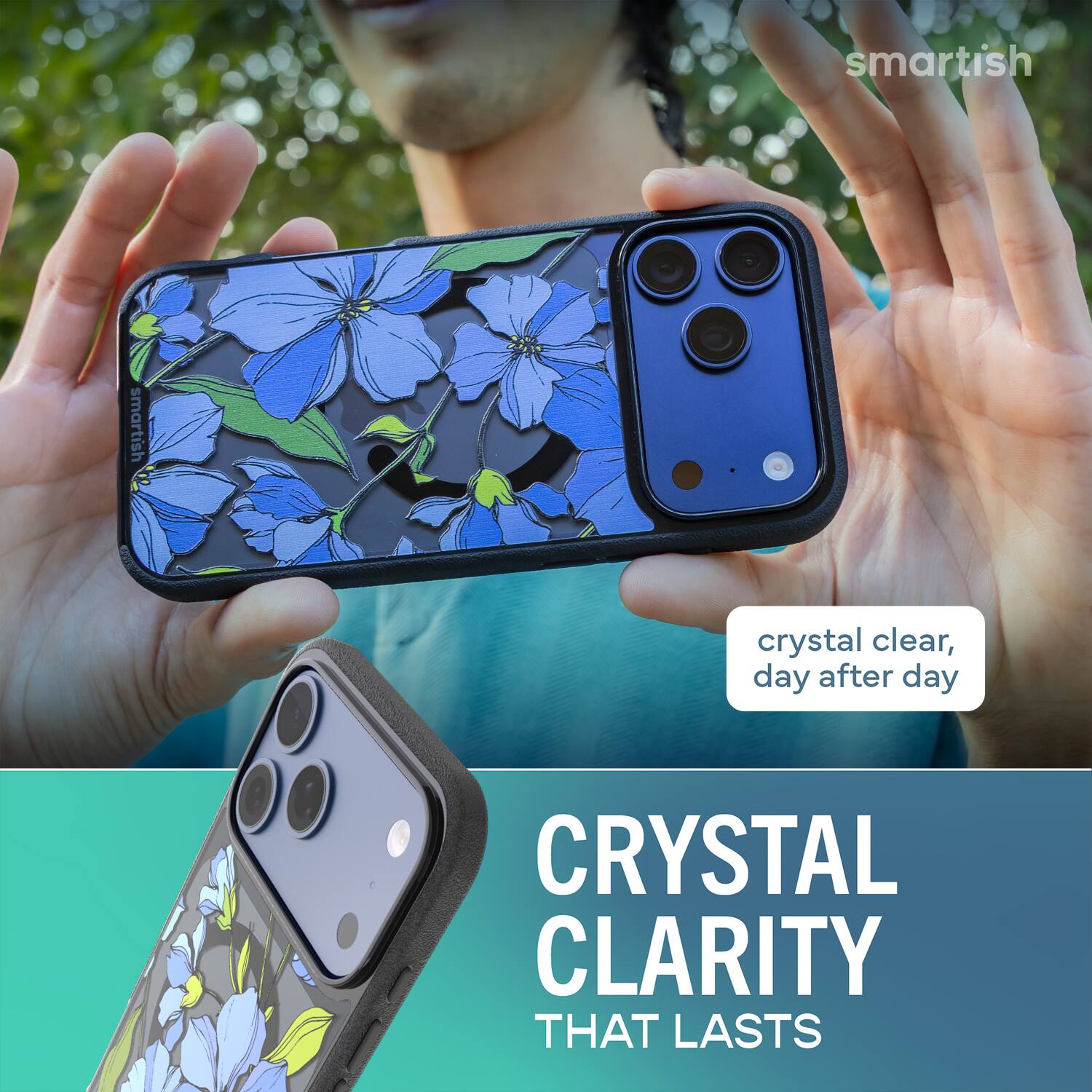 smartish  
smartish tish  
crystal clear, day after day  
CRYSTAL CLARITY THAT LASTS