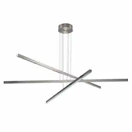 RYHNUYNE - 48-Inch Modern LED Chandelier with Geometric 3-Arm Frame, Height-Adjustable Suspension and Aluminum-Acrylic Construction
