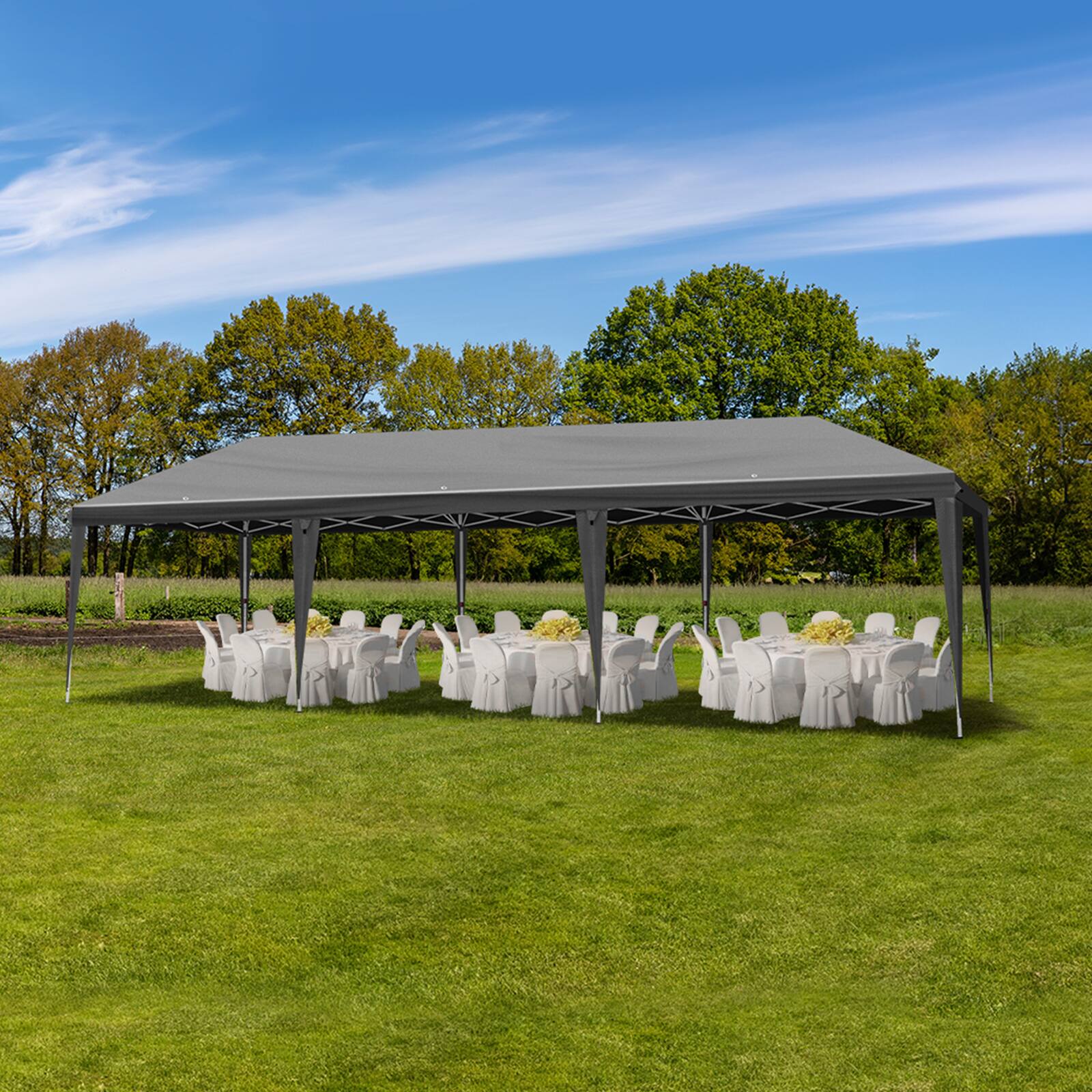 Angle. Winado - 10x30ft Ez Pop Up Outdoor Canopy Tent, Portable Commercial Instant Tent with Carry Bag for Party Wedding Birthday.
