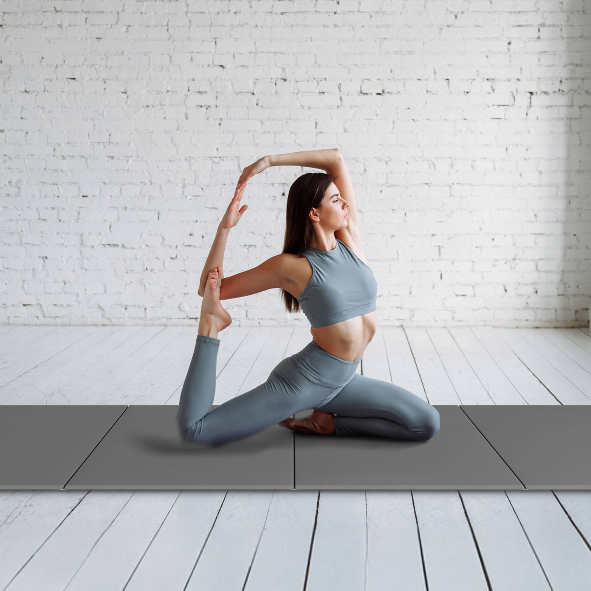 Alt View 3. BalanceFrom Fitness - BalanceFrom Fitness GoGym 4' x 10' x 2" Folding Gymnastics Mat, Gray (2 Pack) - Gray.