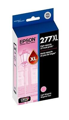 EPSON  
EXCEED YOUR VISION  

277XL  
High-capacity  
2X more prints*  

XL  

Light Magenta  
Magenta  
Clear  

Claria  
Premium Ink  

DESIGNED FOR EPSON  

High-capacity  
2X plus de tiroges*  

*Based on Epson's internal testing. Actual results may vary.