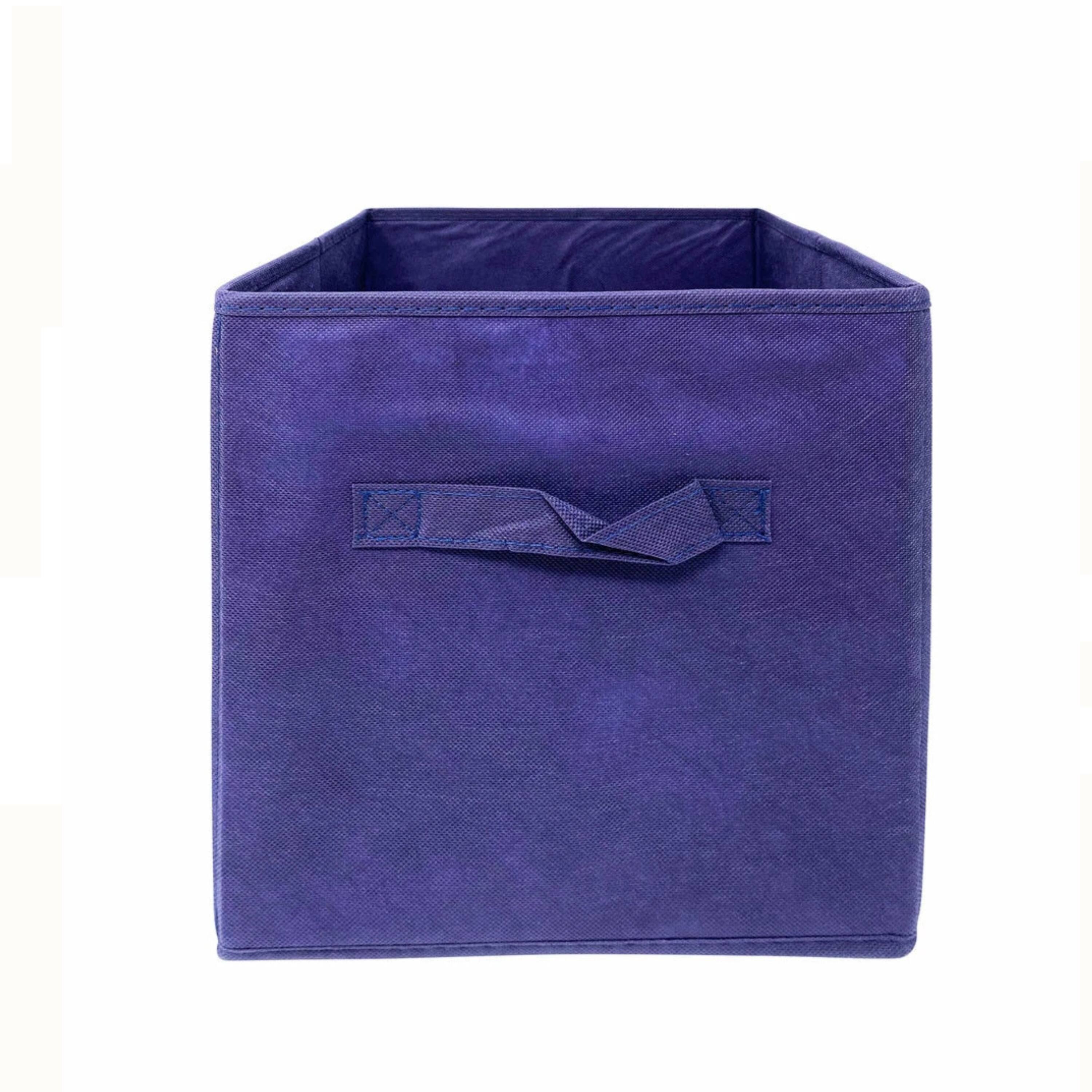 Angle. Kitcheniva - Fabric Storage Cube Bins Organizer Basket Containers Bins Fabric Handle 10 Inch 6 Pack Blue.