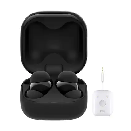 Front. Sony - Sony LinkBuds Fit True Wireless Noise Canceling Earbuds Bundle (Black).