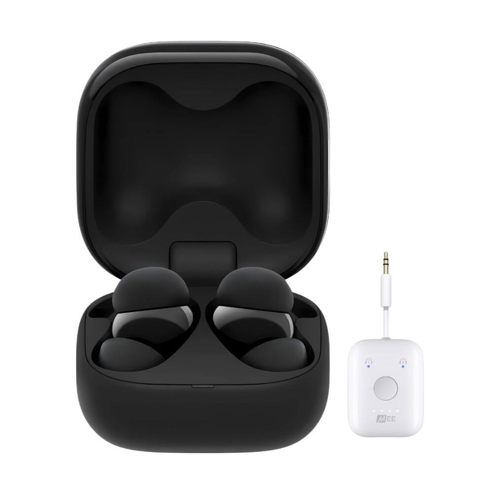 Front. Sony - Sony LinkBuds Fit True Wireless Noise Canceling Earbuds Bundle (Black).