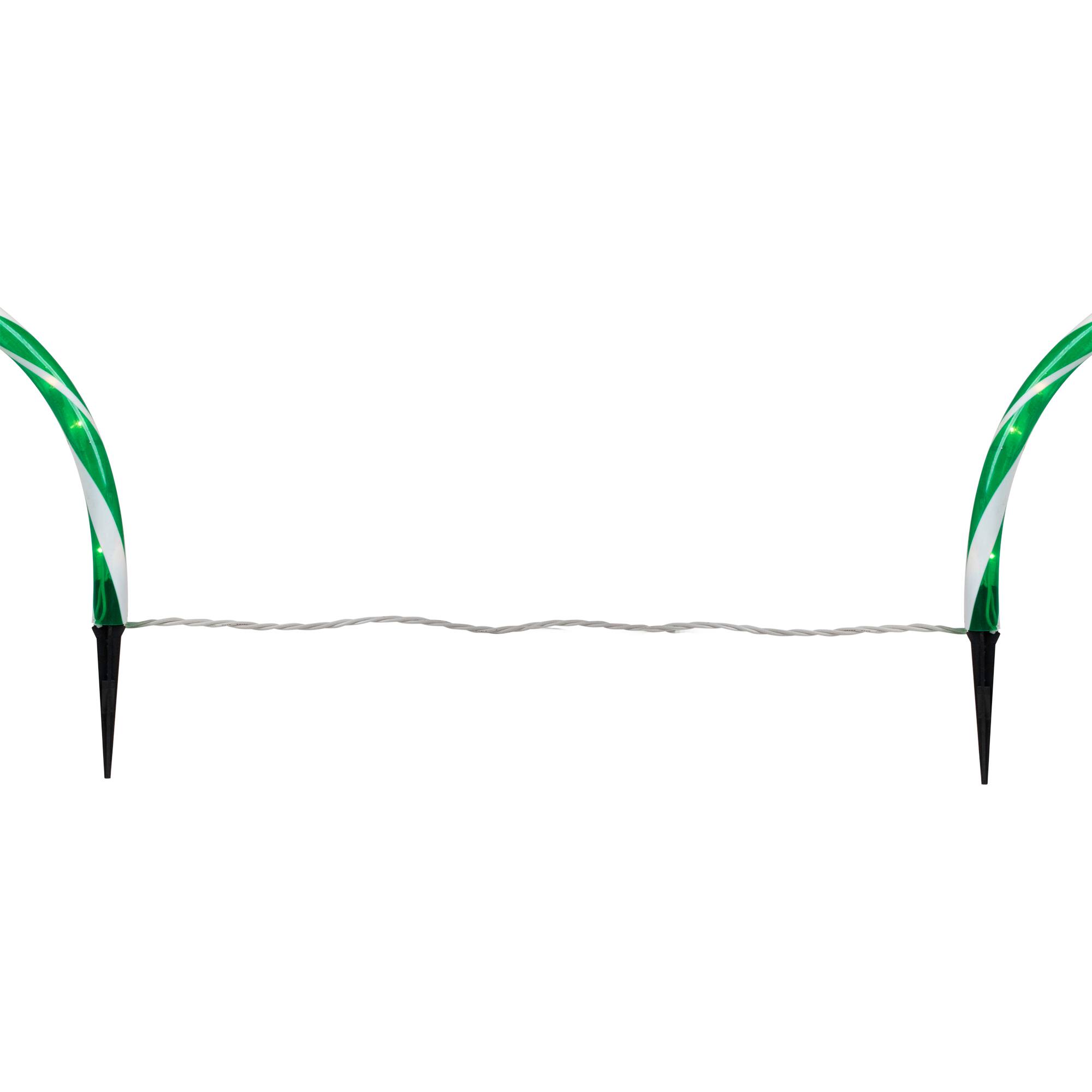 Alt View 7. Northlight - Lighted Candy Cane Outdoor Christmas Arch Pathway Markers - 11" - Green - Set of 3 - Green.