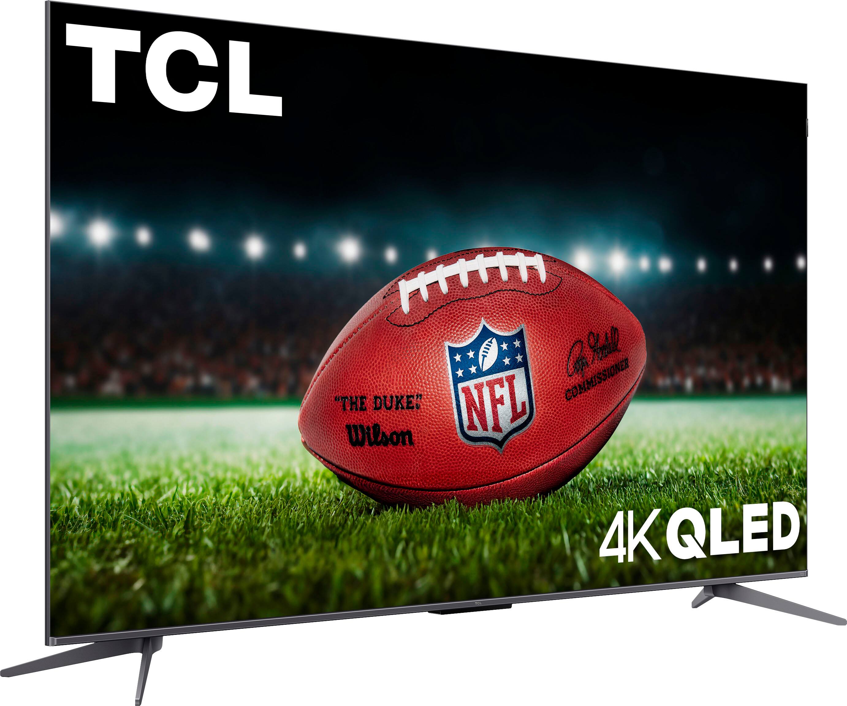 TCL 4K QLED TV featuring "The Duke" football from the NFL.