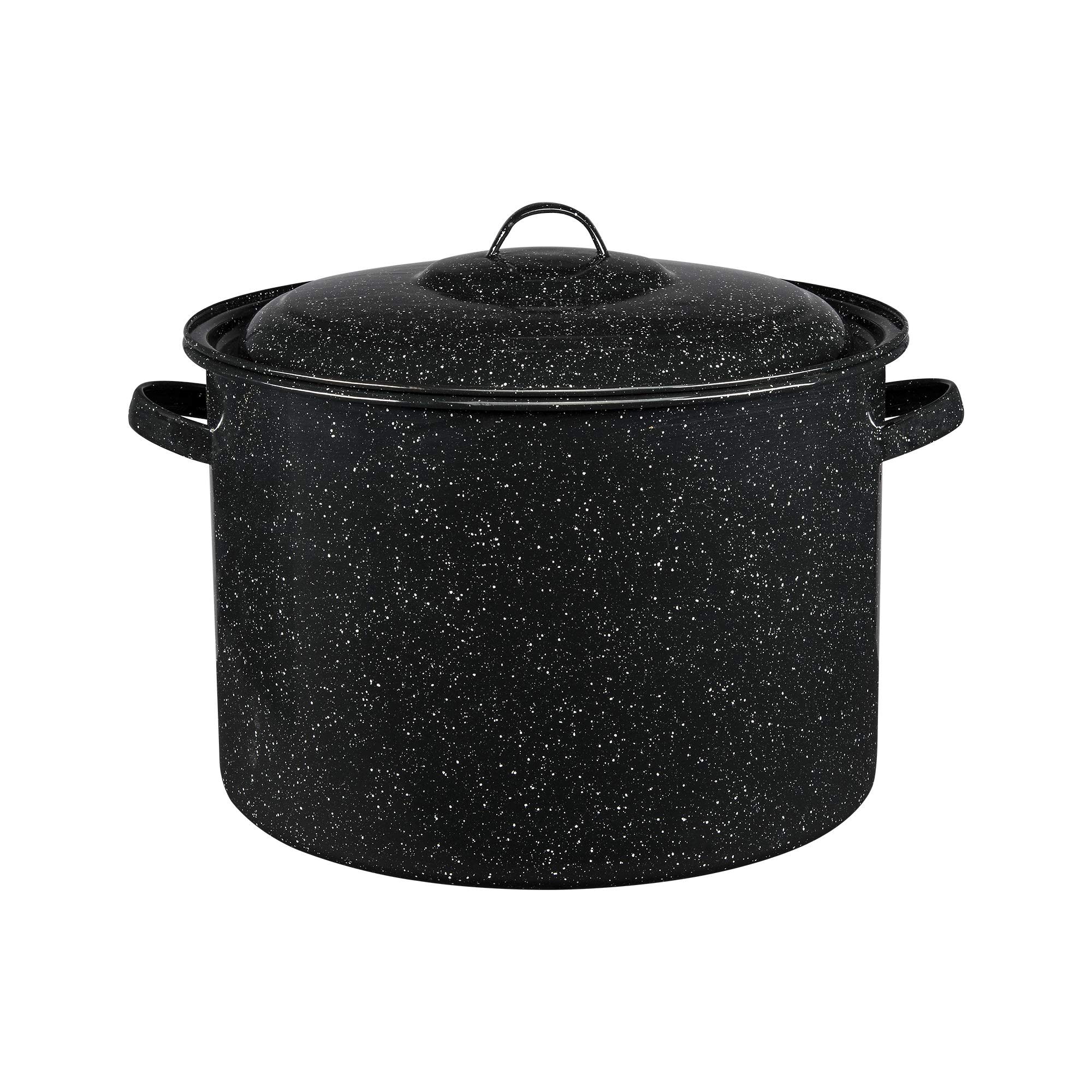 Granite Ware - Graniteware 21-Quart Stockpot, Nonstick Porcelain Non-Reactive - Speckled Black