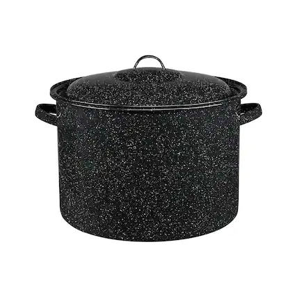 Front. Granite Ware - Graniteware 21-Quart Stockpot, Speckled Black, Nonstick Porcelain Non-Reactive - Speckled Black.