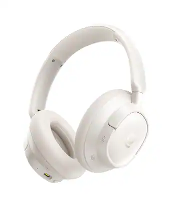 Front. Baseus - Baseus Bass BH1 NC Wireless Noise Cancelling Headphones, White.