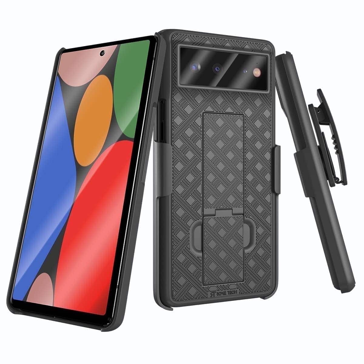 RomeTech - Shell Holster Combo Case for Google Pixel 6a - Black