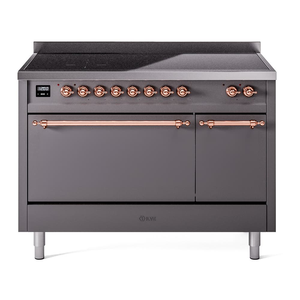 ILVE - Nostalgie II 48 inch Induction Range with 6 Induction Elements - Graphite Matte