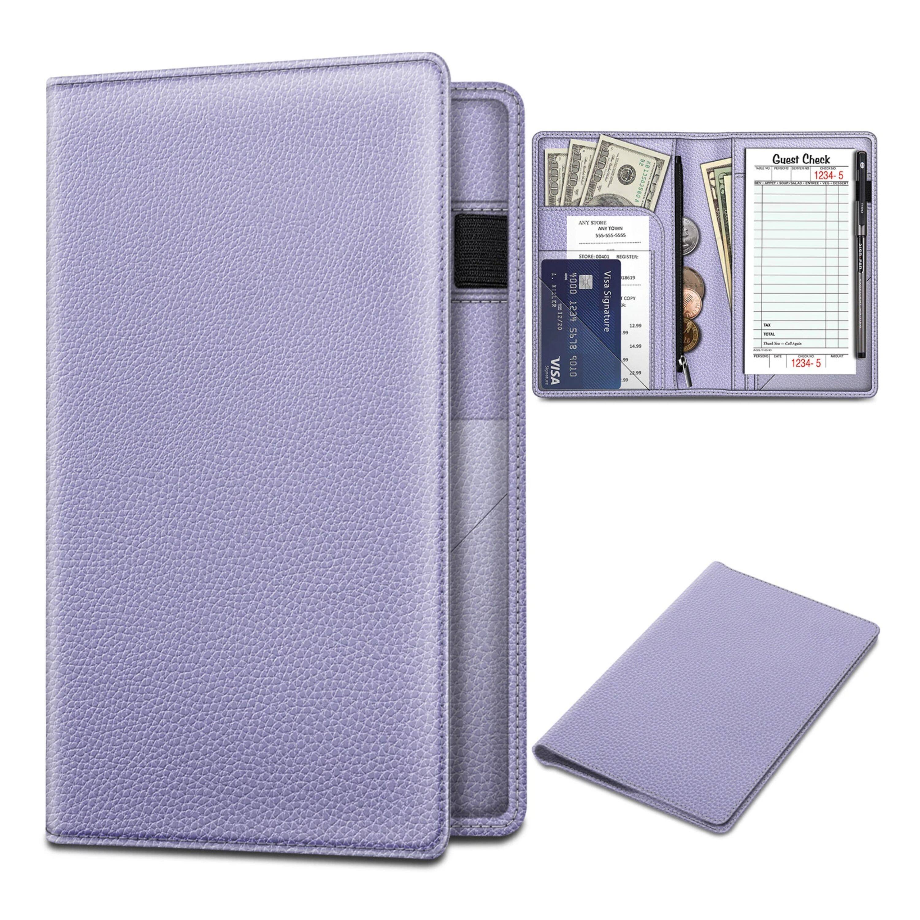 Kitcheniva - Organizer Wallet With Zipper Pocket & Card Holder Server Book For Waitress Waiter - Lilac Purple price history on PriceWatchPro
