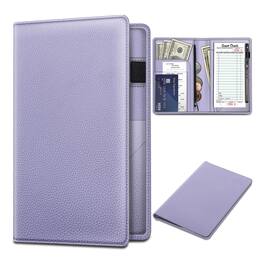 Kitcheniva - Organizer Wallet With Zipper Pocket & Card Holder Server Book For Waitress Waiter - Lilac Purple