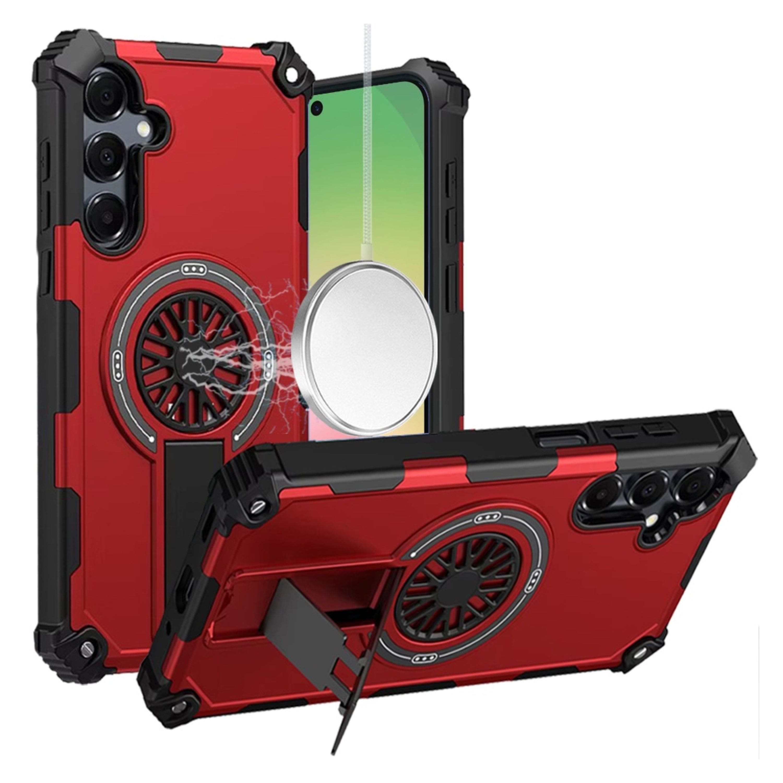 Kitcheniva - Rugged Magnetic Circle Pop-Out Stand Phone Case With Tempered Glass For Samsung Galaxy A57 5G - Red price history on PriceWatchPro