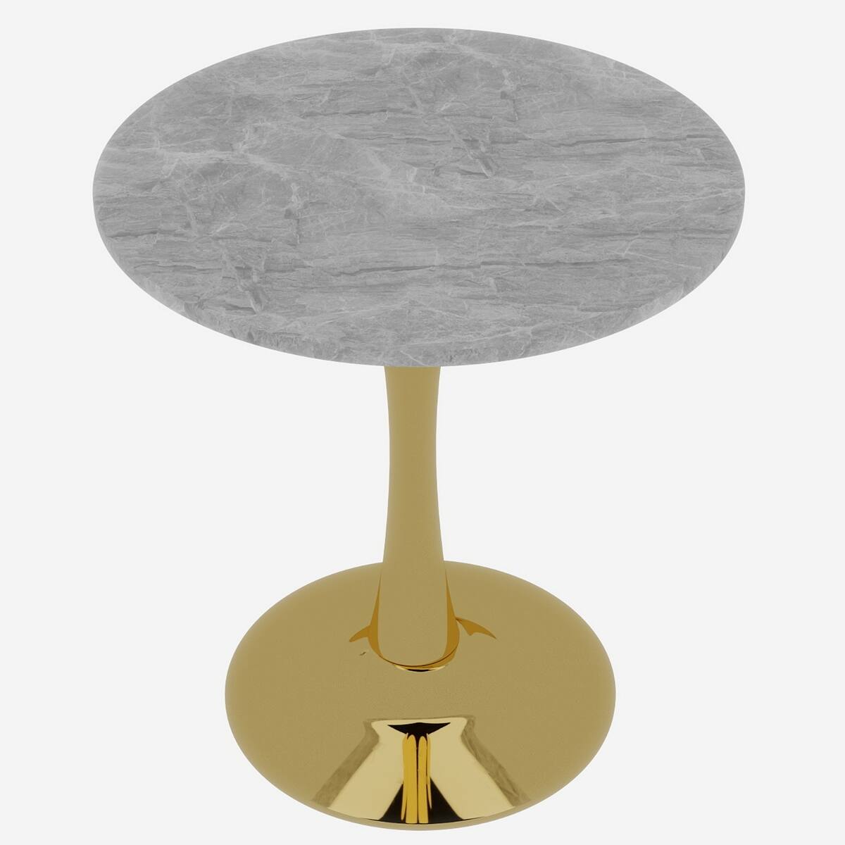 Alt View 2. Loheer - Loheer Round Gold Coffee Table with Marble Effect Tabletop, 27.6-Inch Mid-Century Modern Living Room Table - Gold and light gray.