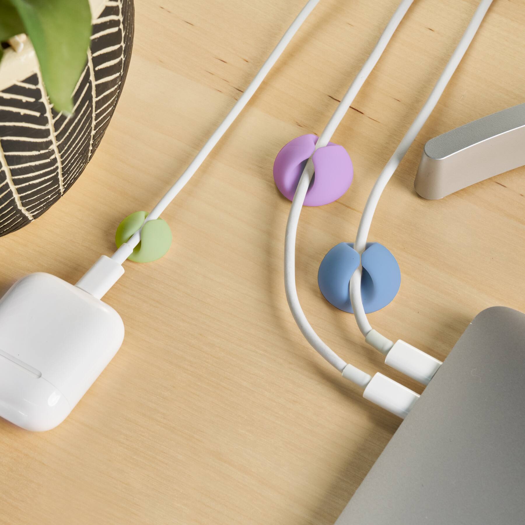 Angle. Wrap-It Storage - Wrap-It Storage Cable Clips - Assorted (14-Pack) Macaron - Silicone Adhesive Backed Cord Holders - Assorted Colors.