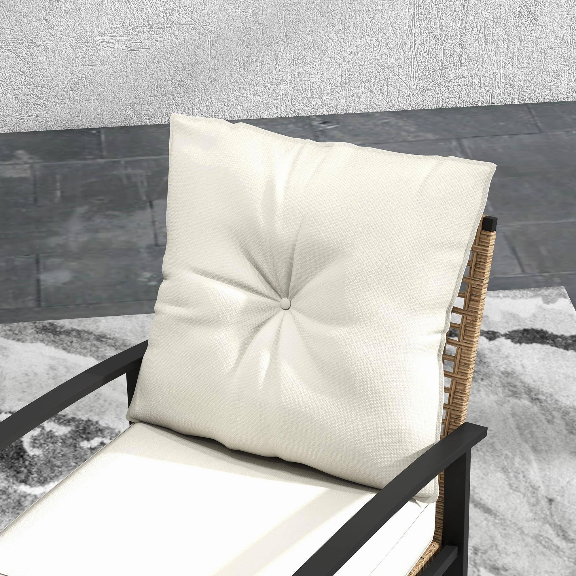 Alt View 5. Spaco - Spaco 3-Piece Wicker Set, Rocking Chairs with Tufted Cushions,Coffee Table - White.