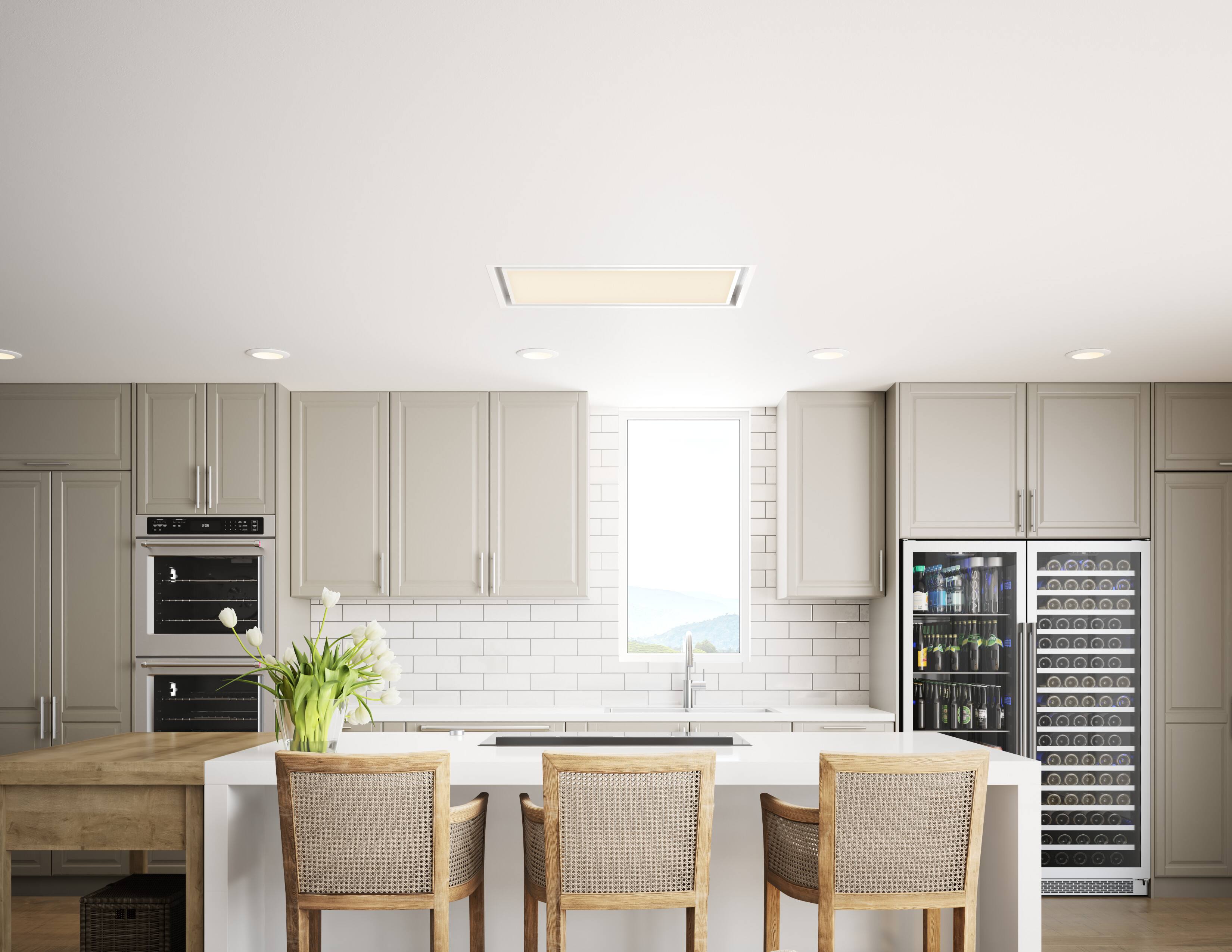Alt View 11. Zephyr - Lux Glo 36 in. Shell Only Island Range Hood with LED Lights - White.
