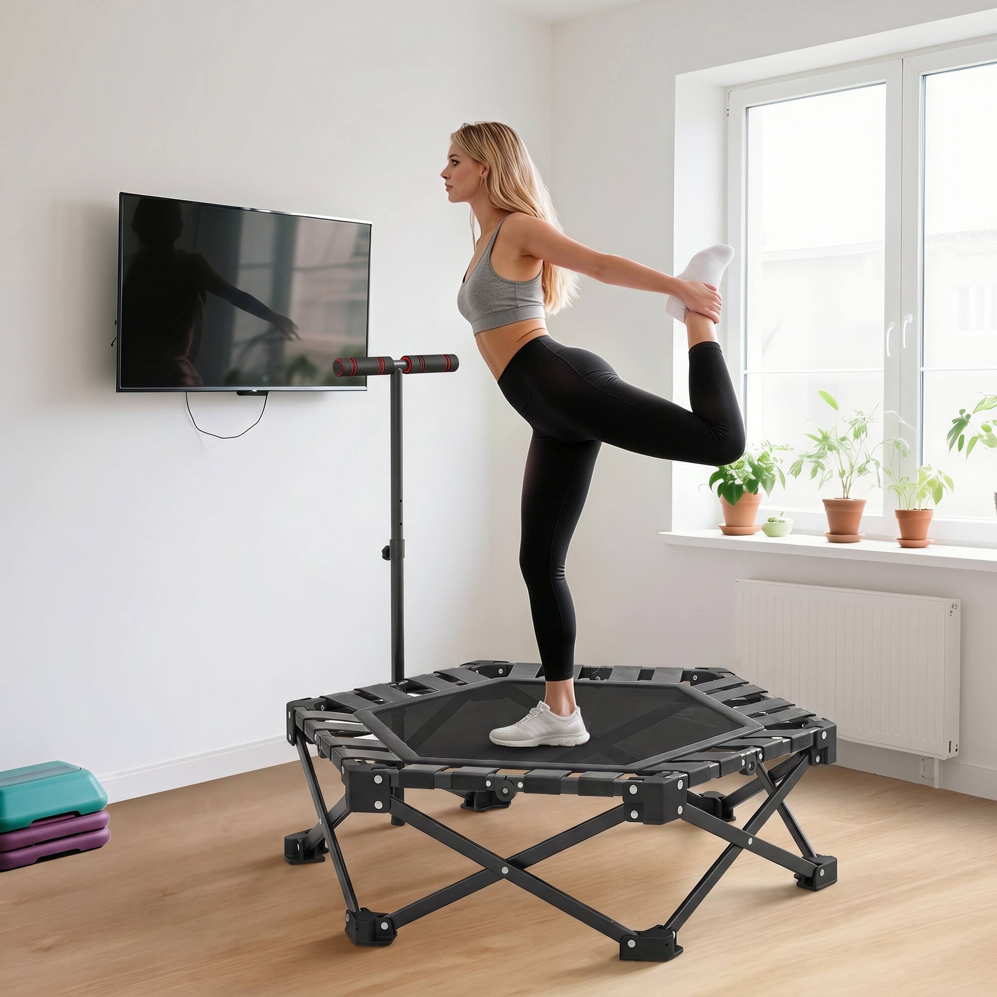 Alt View 8. Soozier - Foldable Mini Trampoline - Black.