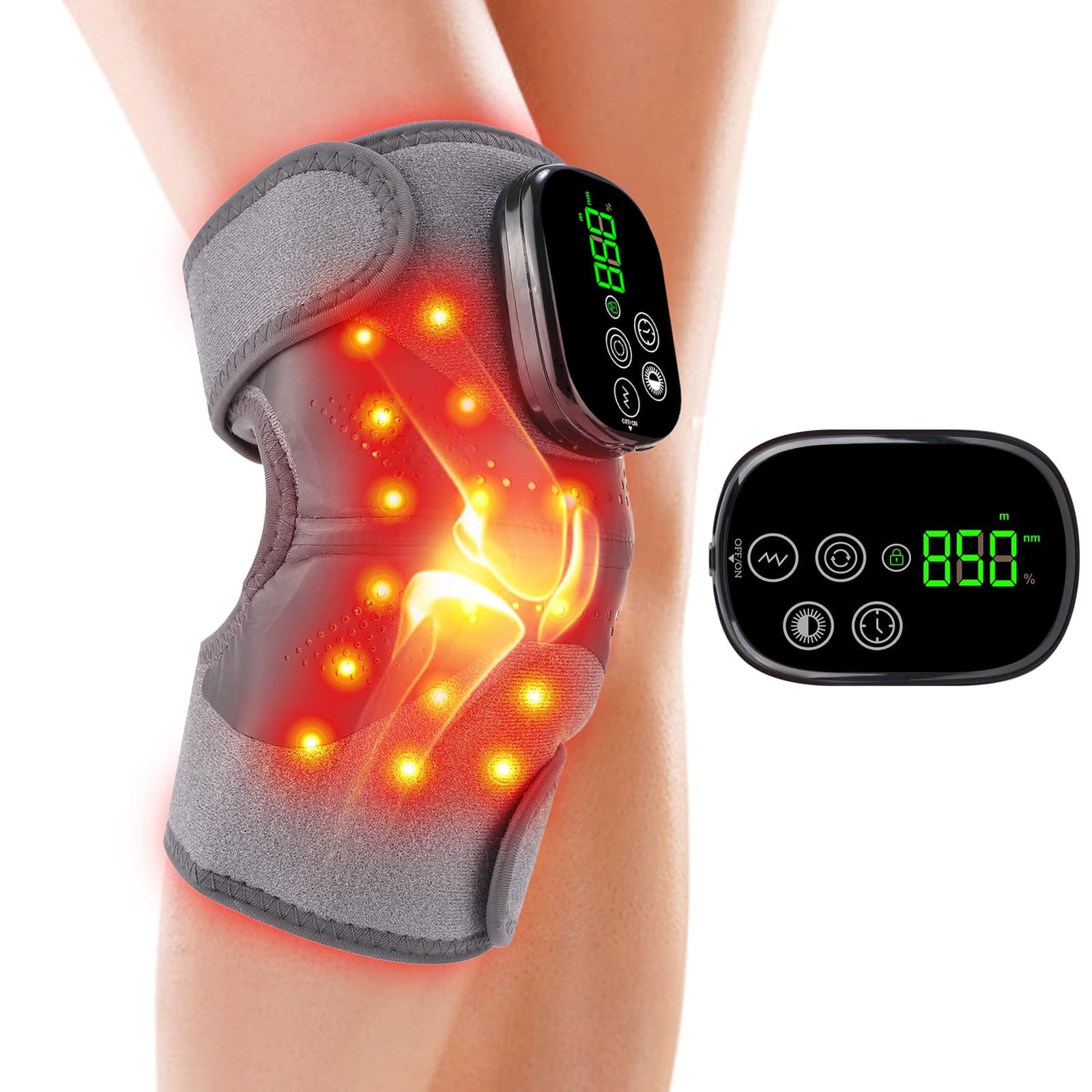 Live At Space - 660nm/850nm Red Light & Heat Vibration Brace, 5000mAh Cordless for Elbow Shoulder Knee - 642146676635