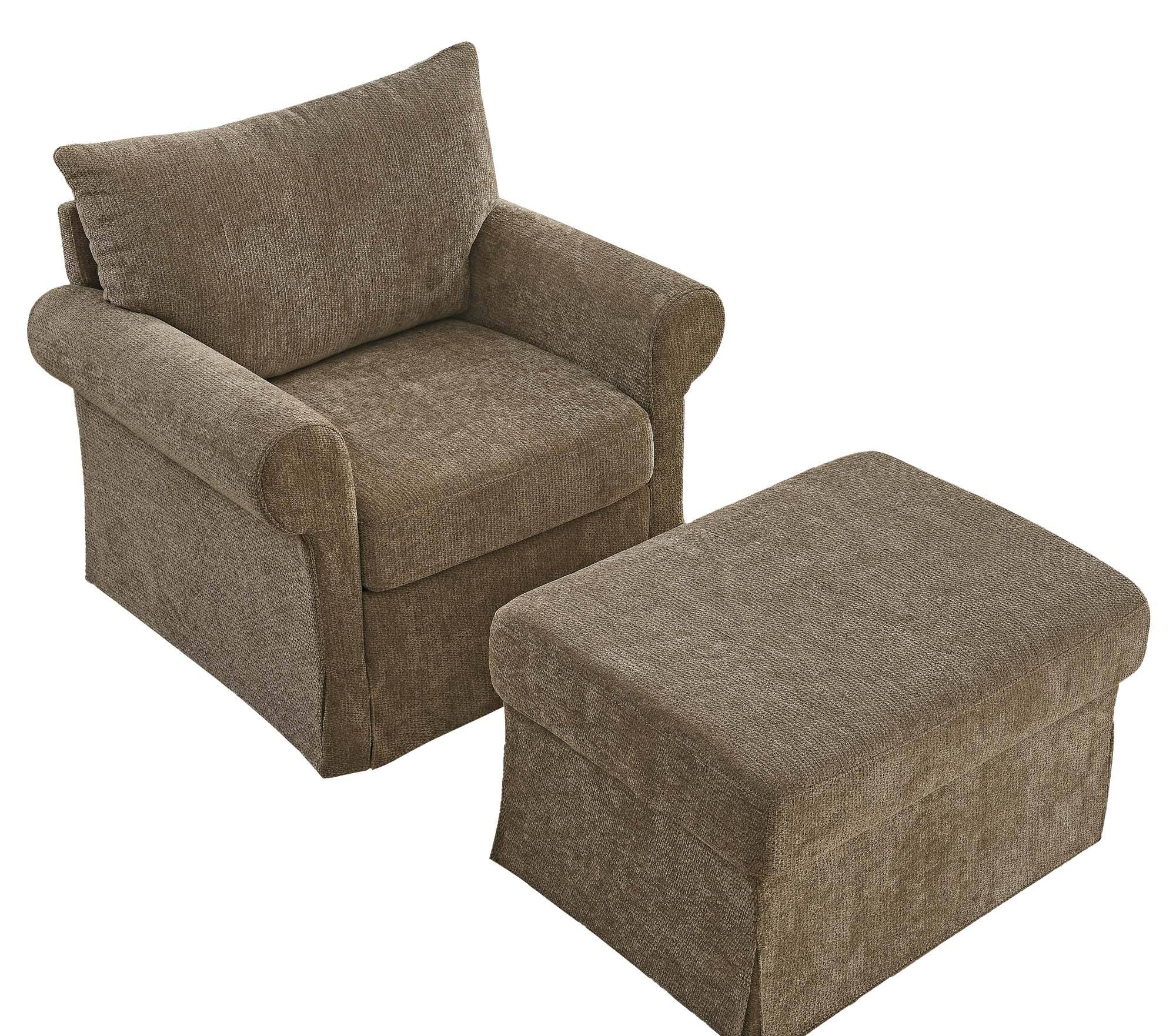 Front. Forest'nSky - 37.5" Accent Chair Stylish Single Sofa Chair with Ottoman  for Living Room,Brown - Brown.