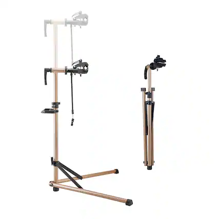 Front. VEVOR - Bike Repair Stand, 88 lb Heavy-duty Bicycle Work Stand with 41.3-59.8 in Adjustable Height & Magnetic Tool Tray - Champagne Gold.